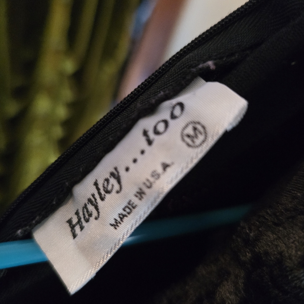 Vintage Hayley Too Black Velvet Dress 90s Y2K Wimsigoth Dark Romantic Size M - Picture 7 of 7